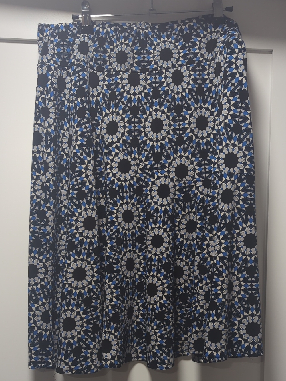 Ideology Blue Black & White Geometric Circle Skater Skirt
